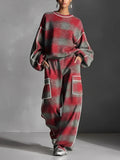 Conjunto de sudadera con bloques de color y pantalones casuales Samantha