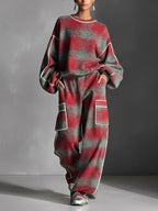 Conjunto de sudadera con bloques de color y pantalones casuales Samantha