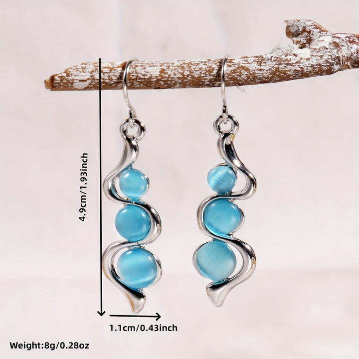 Moonstone Silver Plated Spiral Drop Earrings