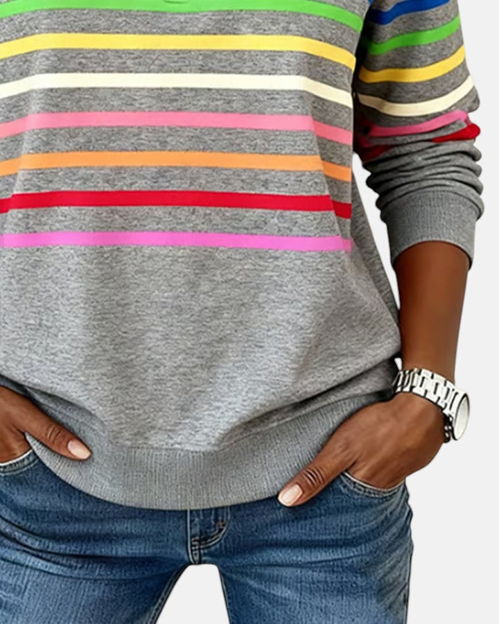 Vienna | Sudadera con cremallera y rayas arcoíris