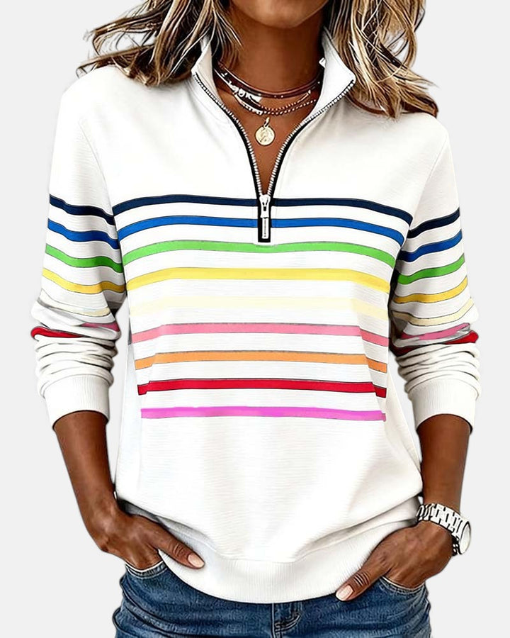 Vienna | Sudadera con cremallera y rayas arcoíris
