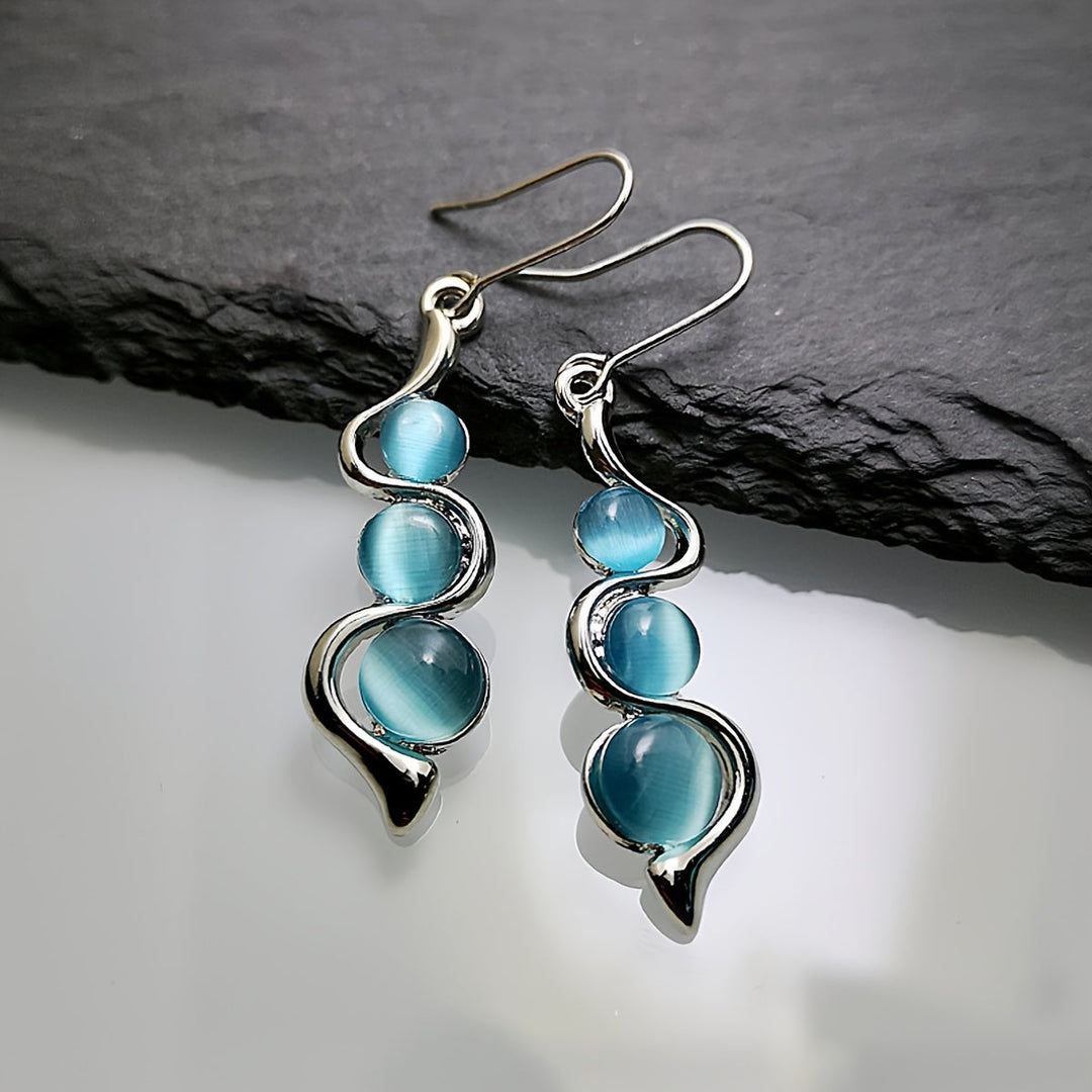Moonstone Silver Plated Spiral Drop Earrings