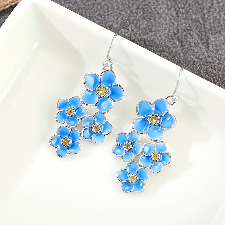 Vintage Bohemian Blue Enamel Dangle Earrings