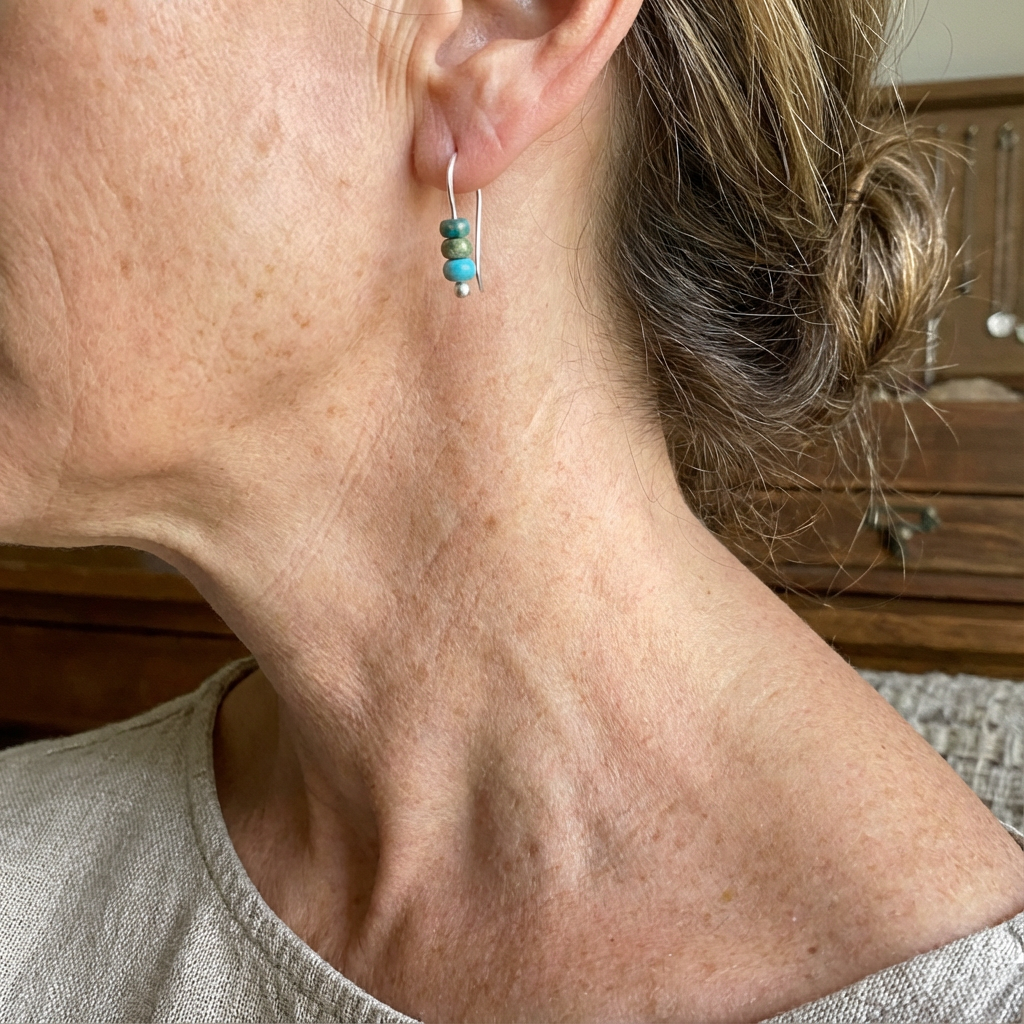 Handcrafted Turquoise Bead Drop Earrings