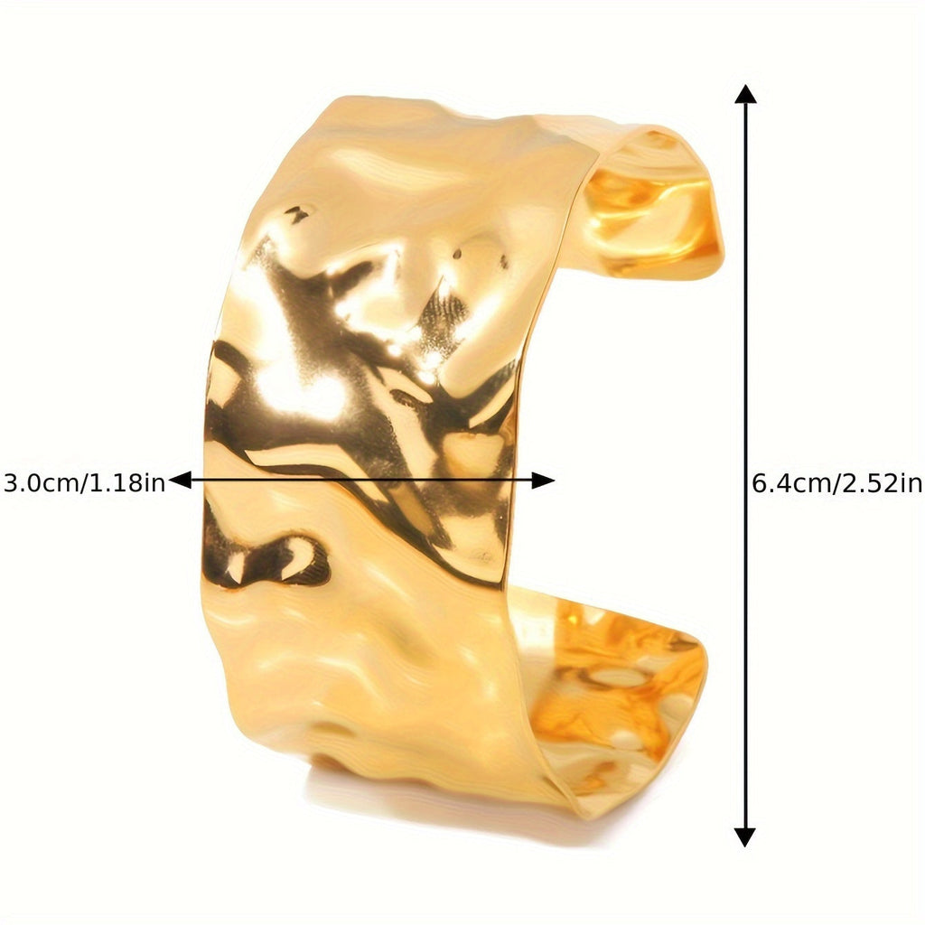 Elegant Polished Sculptural Wide Cuff Bracelet