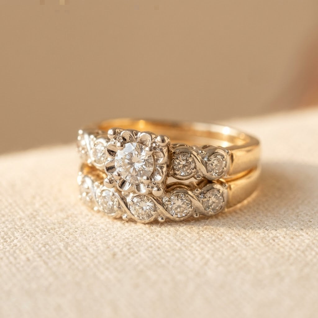Anel dourado vintage brilhante