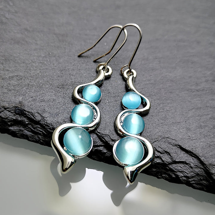 Moonstone Silver Plated Spiral Drop Earrings