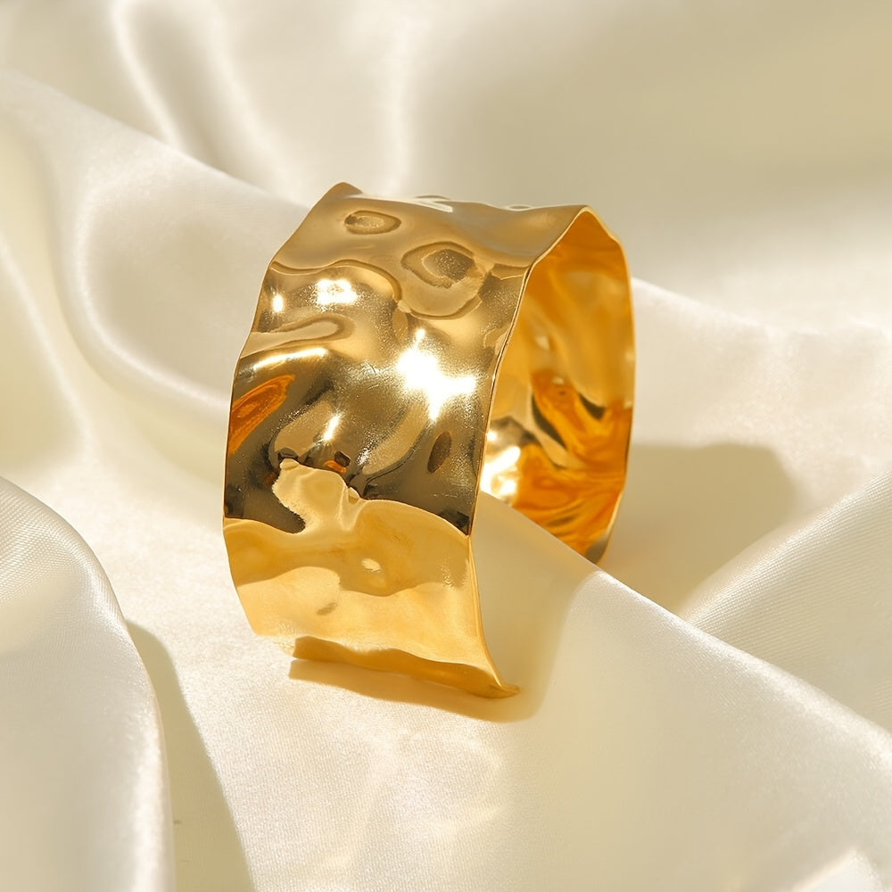 Elegant Polished Sculptural Wide Cuff Bracelet