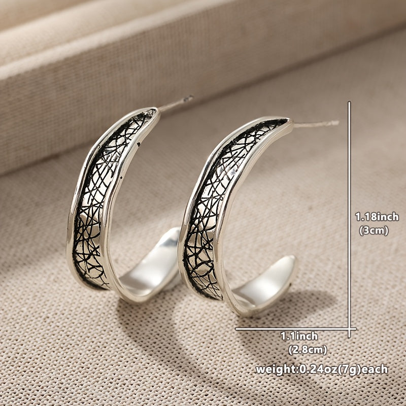 Vintage Hammered Handmade Hoop Earrings
