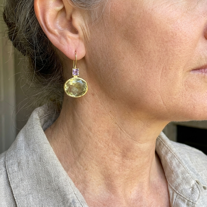 Vintage Green Gold Earrings