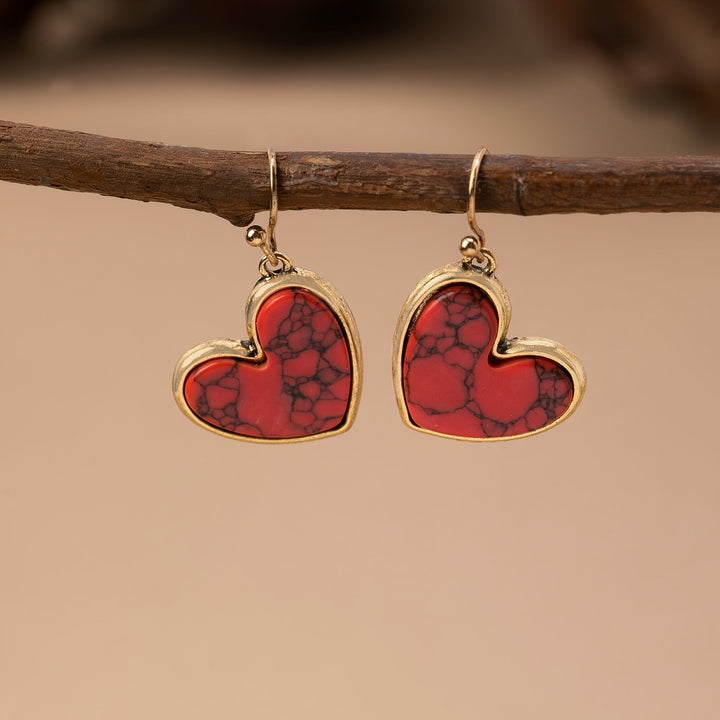 Bohemian Minimalist Natural Turquoise Heart Earrings