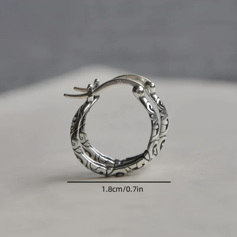 Vintage Irish Celtic Rune Hoop Earrings