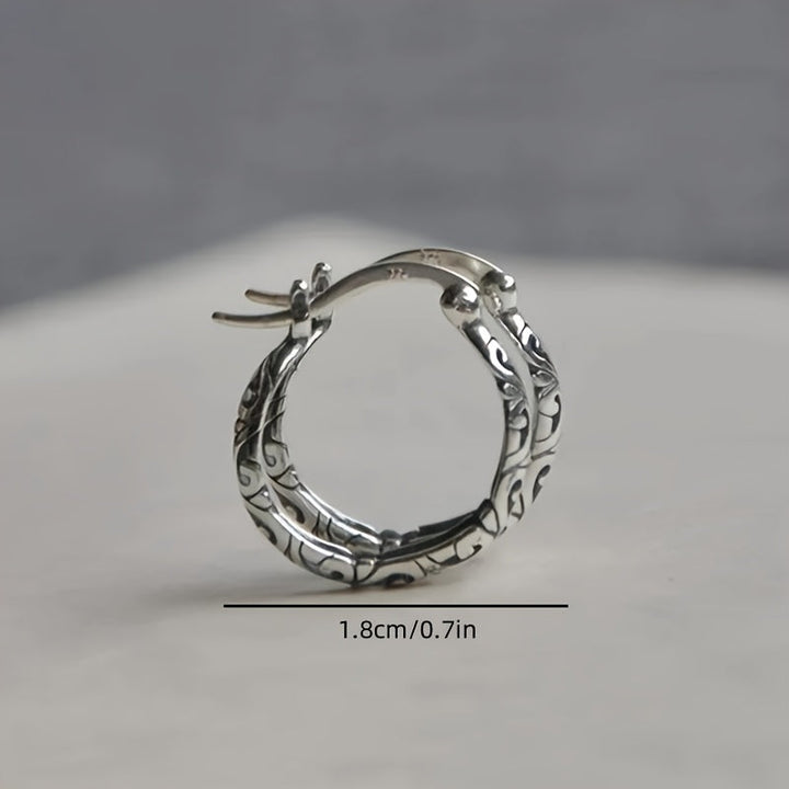 Vintage Irish Celtic Rune Hoop Earrings