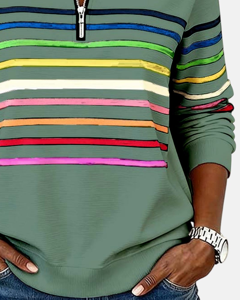 Vienna | Sudadera con cremallera y rayas arcoíris