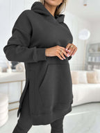 Conjunto de camisola com capuz de cor lisa e leggings forradas Sienna