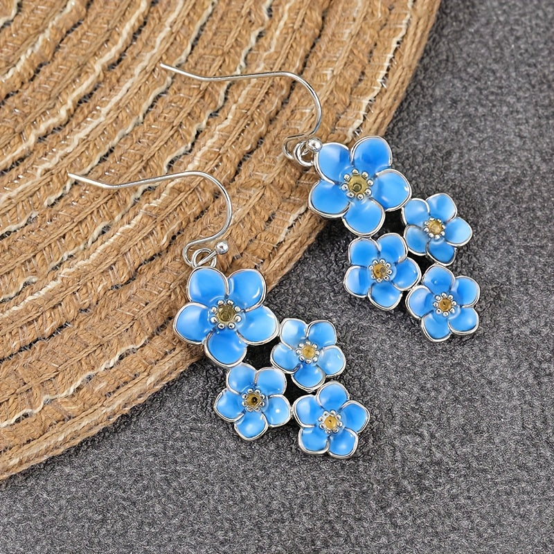 Vintage Bohemian Blue Enamel Dangle Earrings