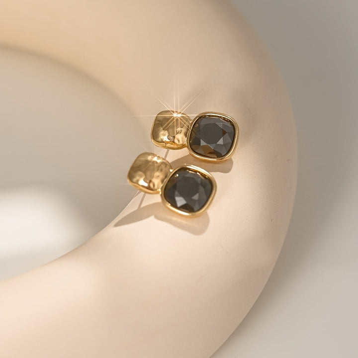 Gold Tone Geometric Square Earrings