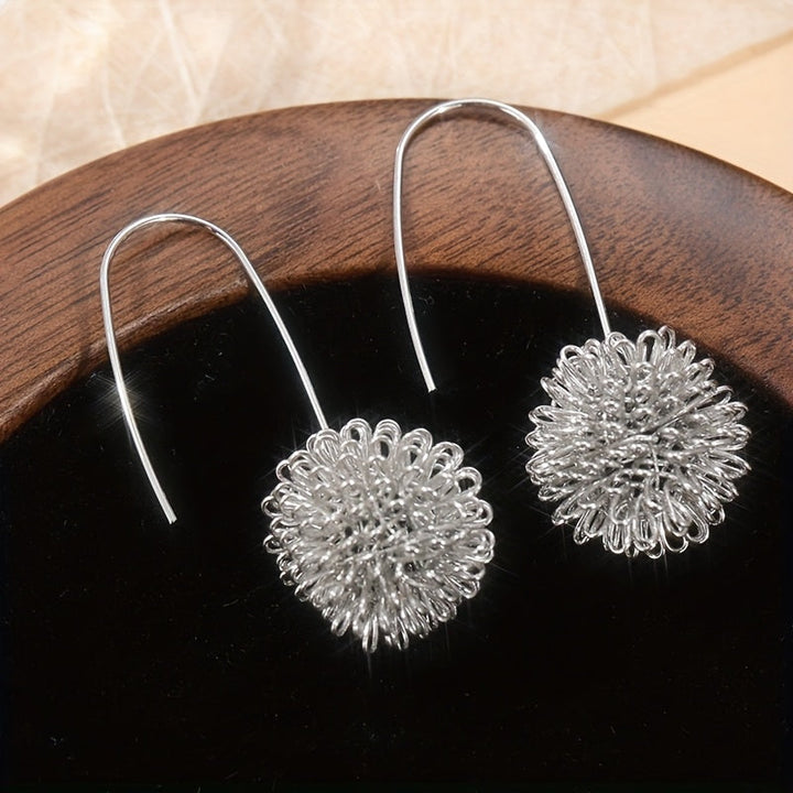 Handcrafted Silver Wire Flower Drop Earrings