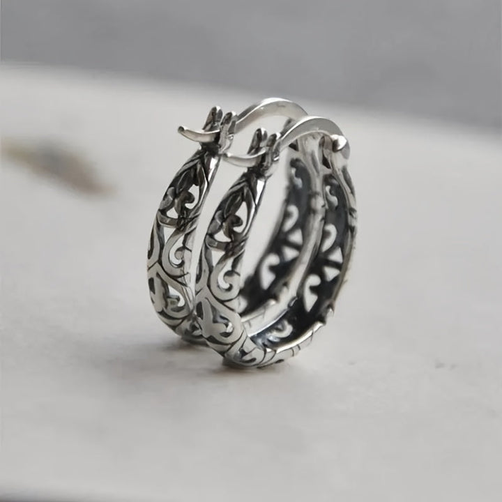 Vintage Irish Celtic Rune Hoop Earrings