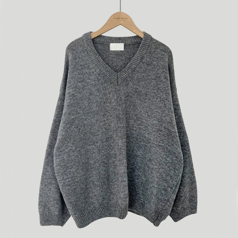 Valentina | Women's Sweater with V-Neck and Ribbed Trim