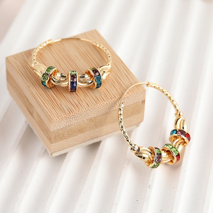 Elegant Golden Rainbow Zirconia Stone Earrings