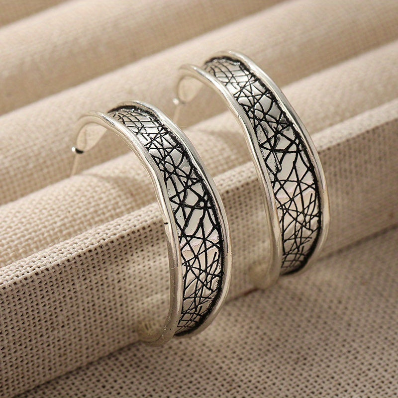Vintage Hammered Handmade Hoop Earrings