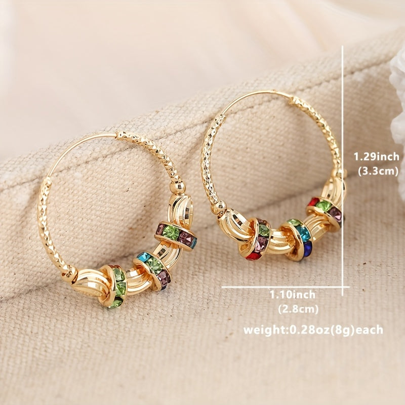 Elegant Golden Rainbow Zirconia Stone Earrings