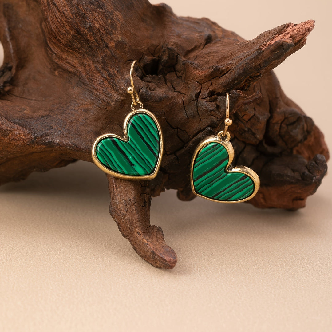Bohemian Minimalist Natural Turquoise Heart Earrings