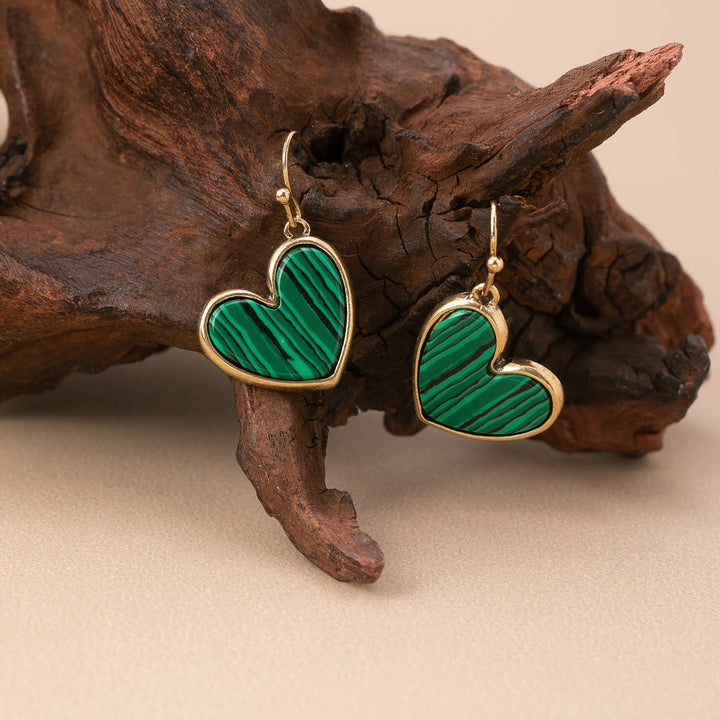 Bohemian Minimalist Natural Turquoise Heart Earrings