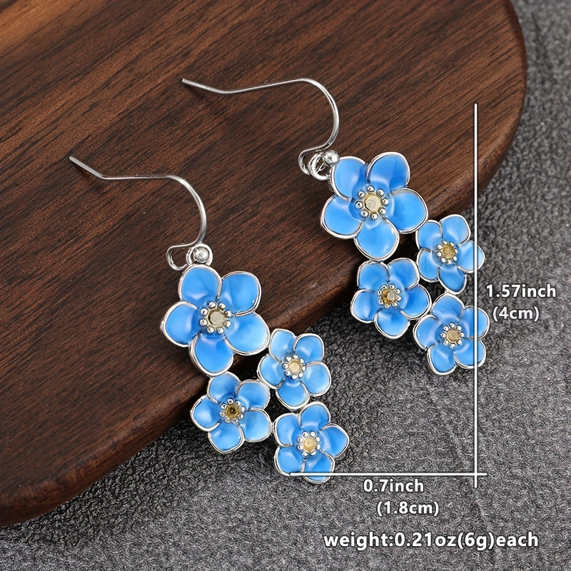 Vintage Bohemian Blue Enamel Dangle Earrings