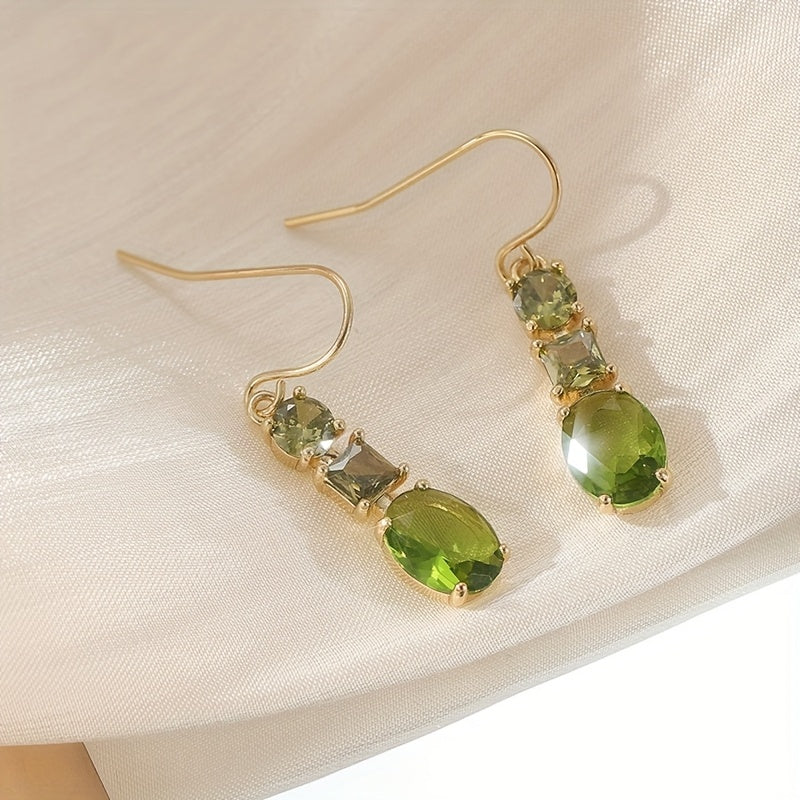 Vintage Bohemian Style Green Zirconia Geometric Earrings