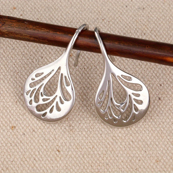 Handcrafted Silver Teardrop Filigree Drop Earrings