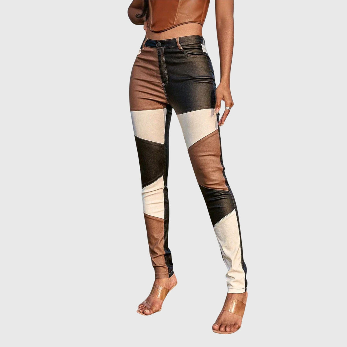 Calliope - Pantalones de tubo con estampado de bloques de color
