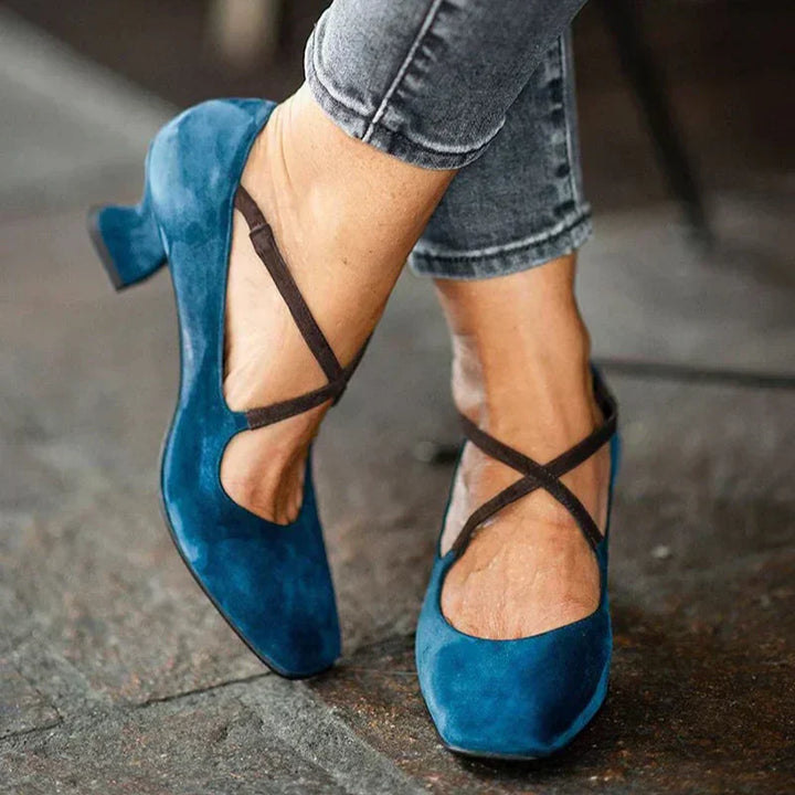 ZAPATOS ELEGANTES DE TACÓN MEDIO CON TIRAS