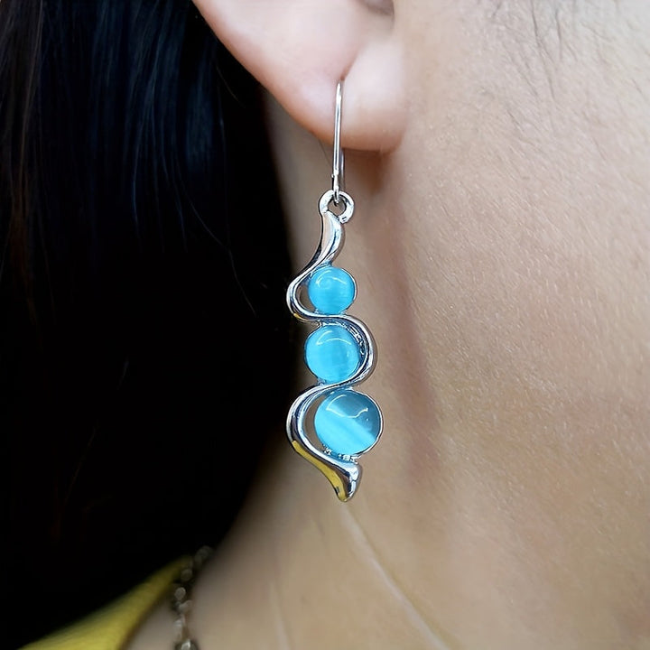 Moonstone Silver Plated Spiral Drop Earrings
