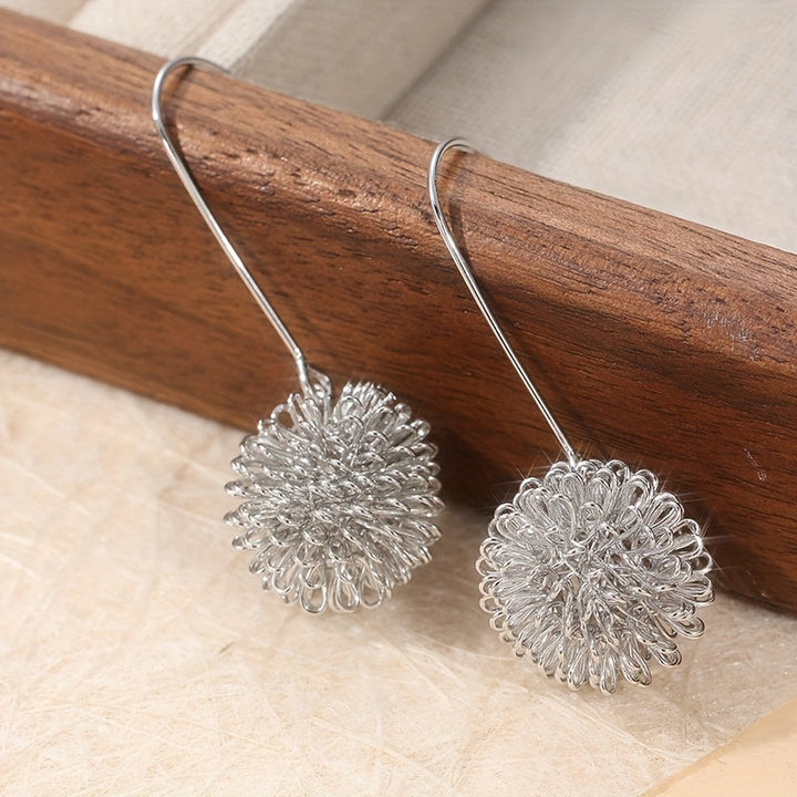 Handcrafted Silver Wire Flower Drop Earrings