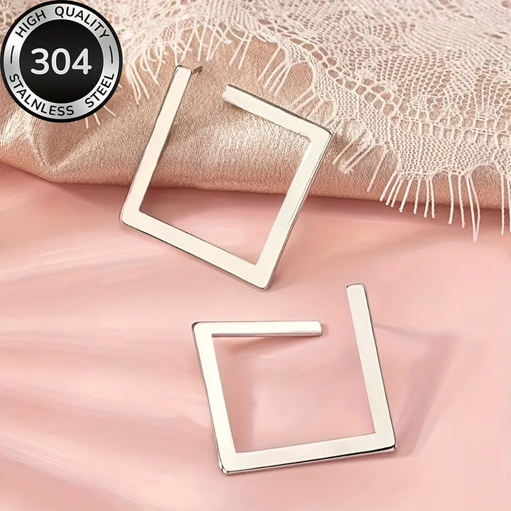 Minimalist Gold Plated Stainless Steel Square Drop Earrings