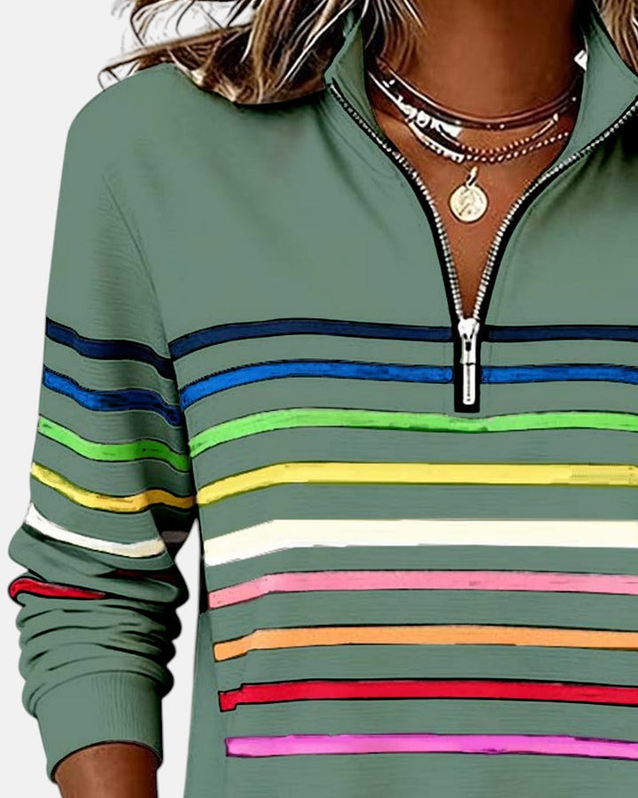 Vienna | Sudadera con cremallera y rayas arcoíris