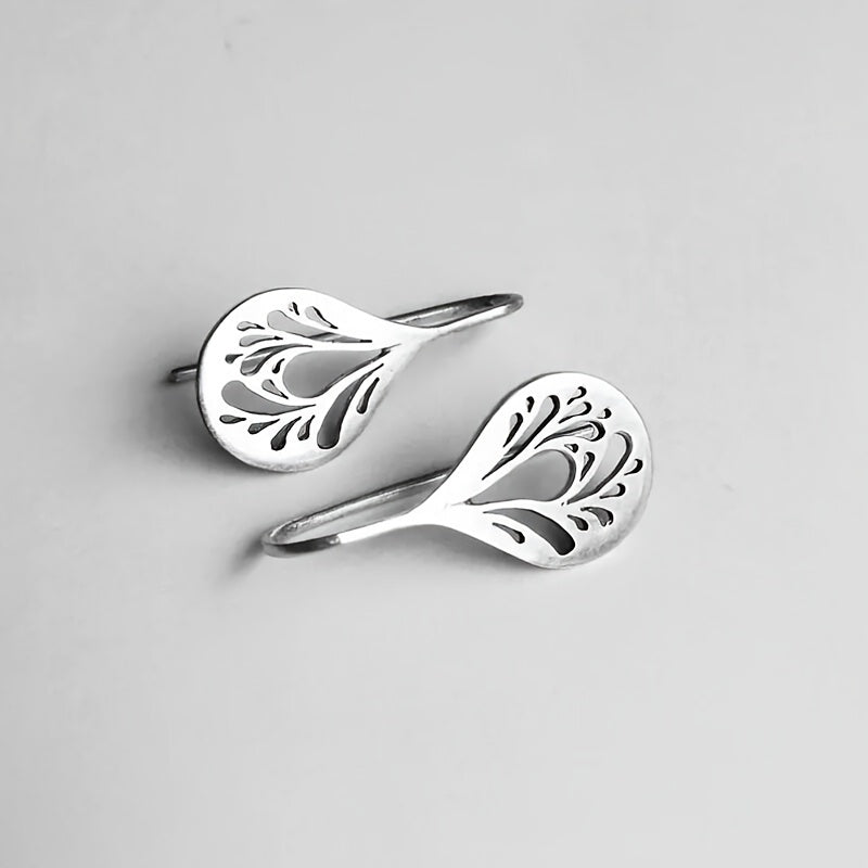 Handcrafted Silver Teardrop Filigree Drop Earrings