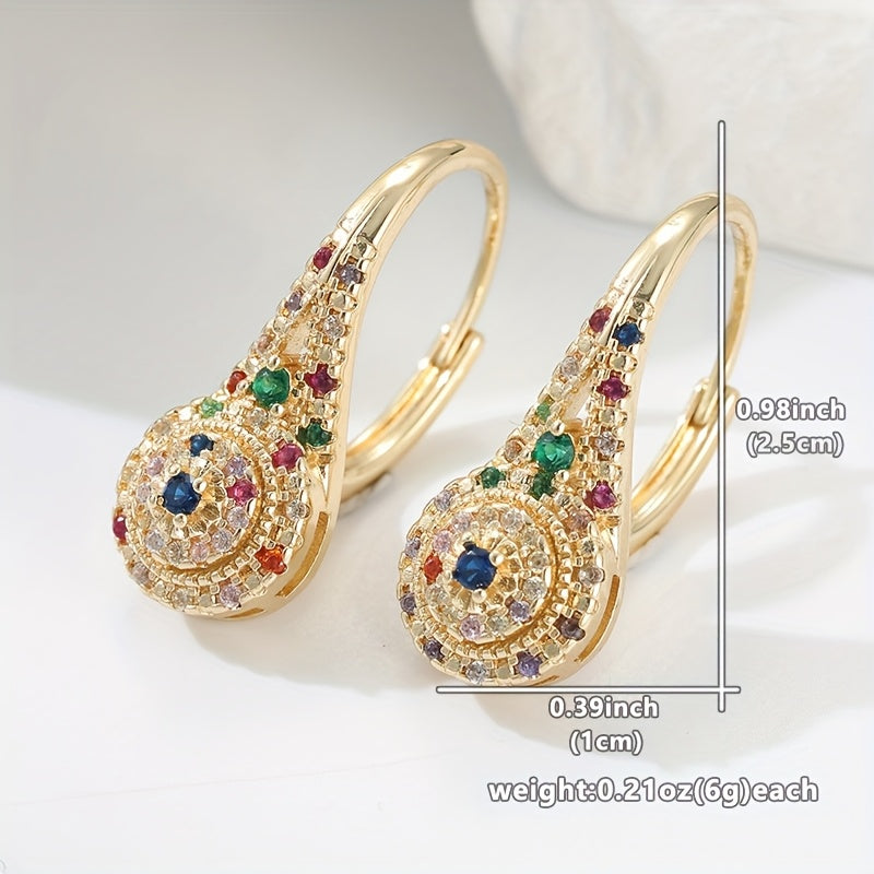 Elegant Retro Opulent Multi Hued Cubic Zirconia Earrings