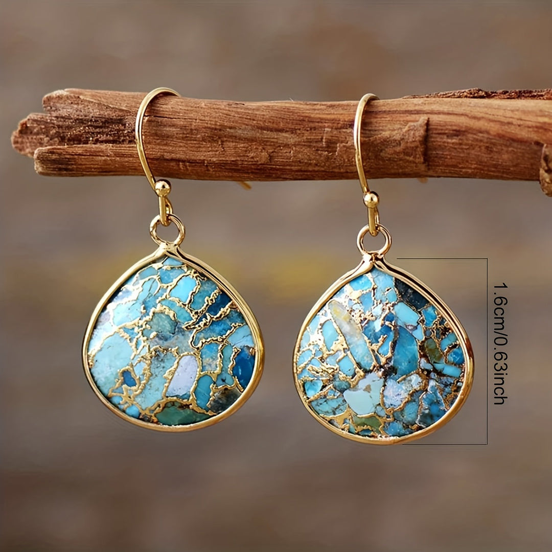 Bohemian Turquoise Mosaic Teardrop Earrings