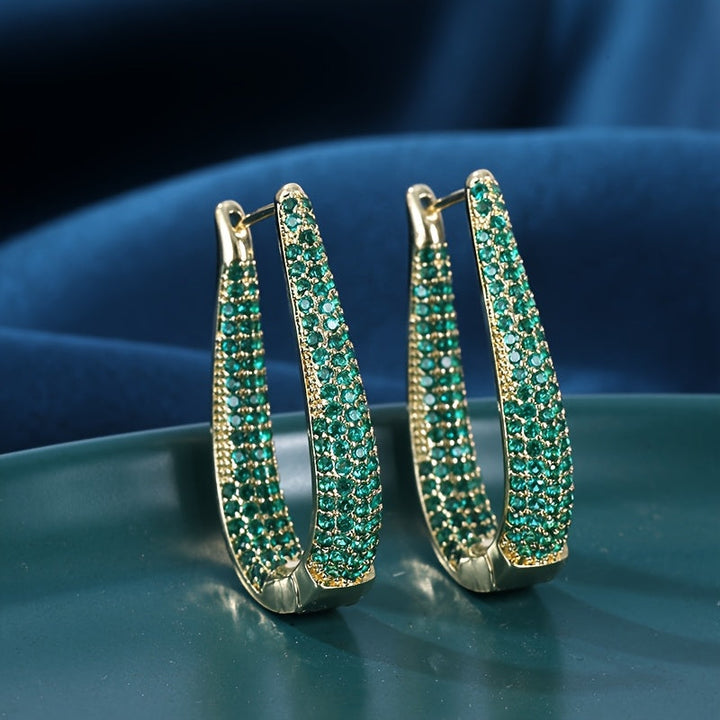 Elegant Cubic Synthetic Zirconia Hoop Earring