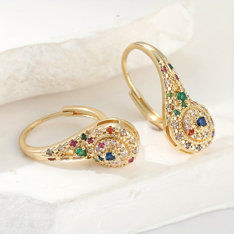 Elegant Retro Opulent Multi Hued Cubic Zirconia Earrings