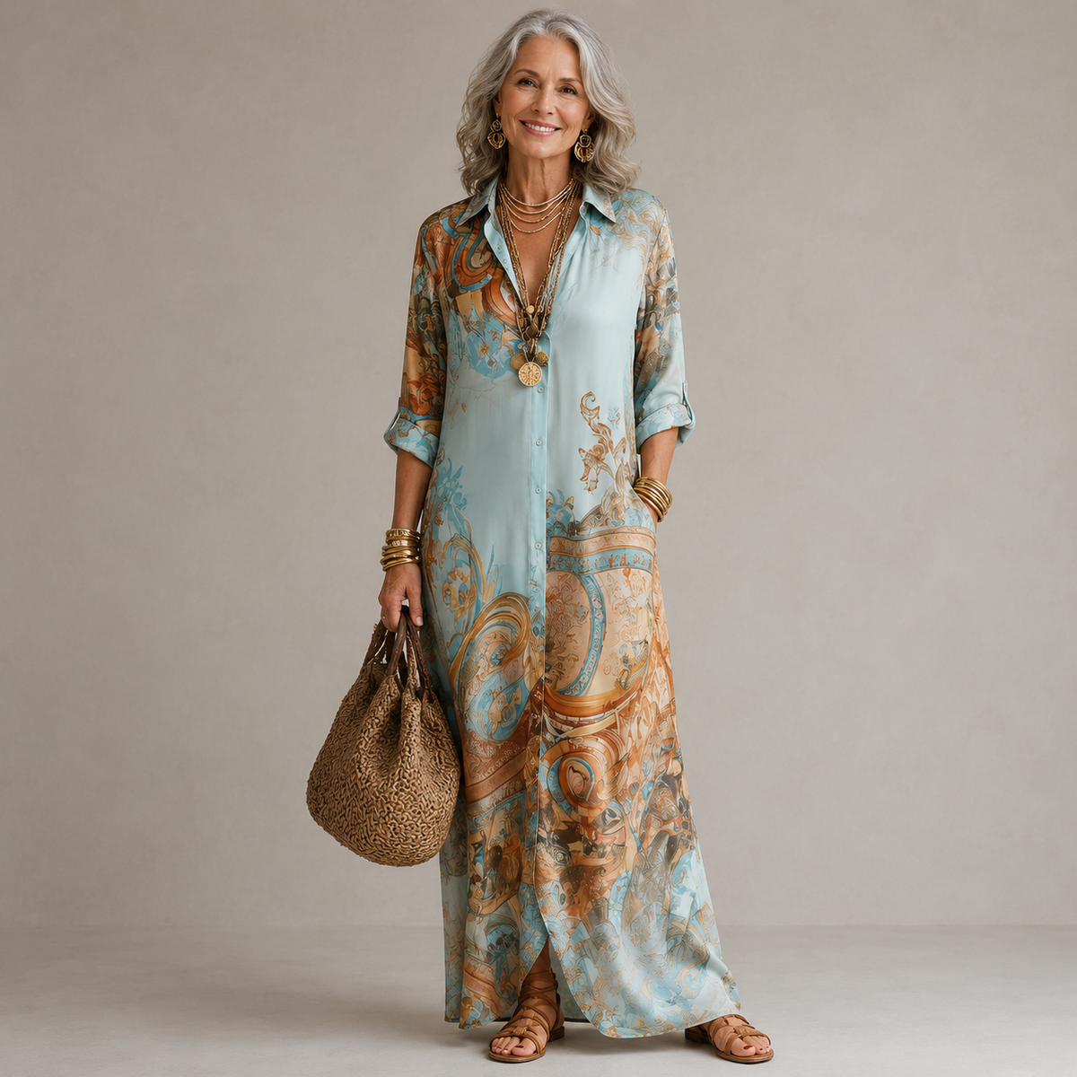Evalexy I Vestido comprido com estampado de luxo