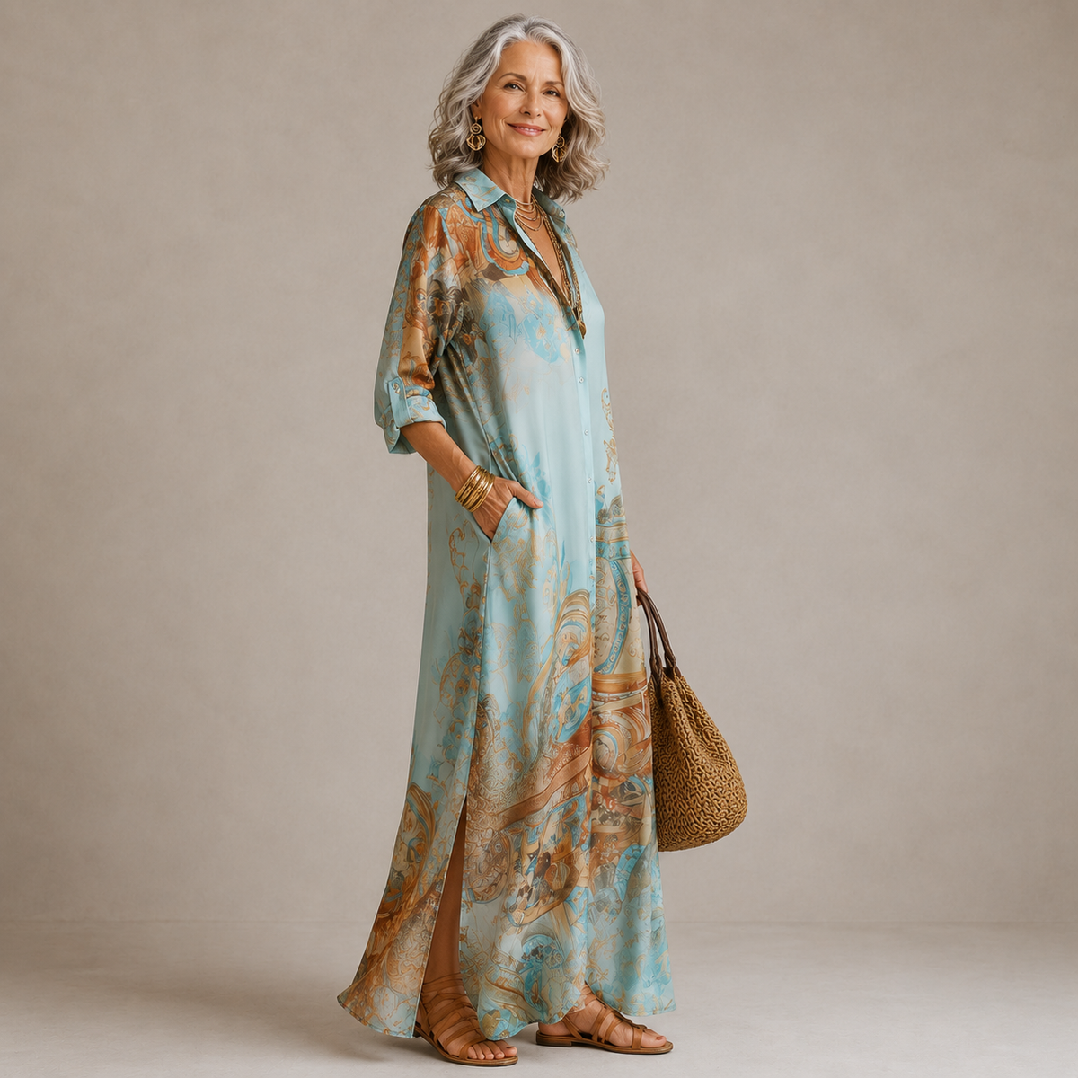 Evalexy I Vestido comprido com estampado de luxo