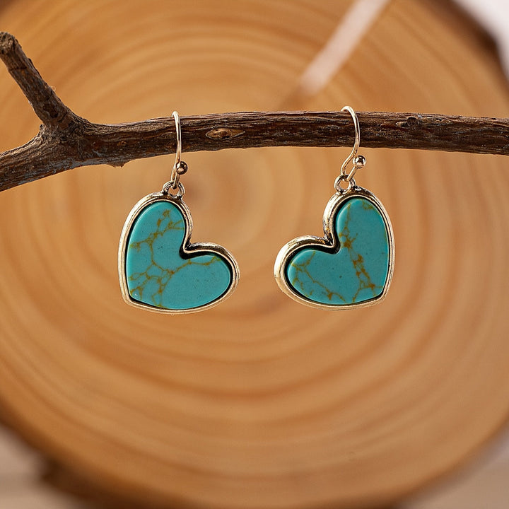 Bohemian Minimalist Natural Turquoise Heart Earrings