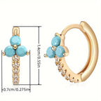 Retro Bohemian Synthetic Zirconia Blue Hoop Earrings