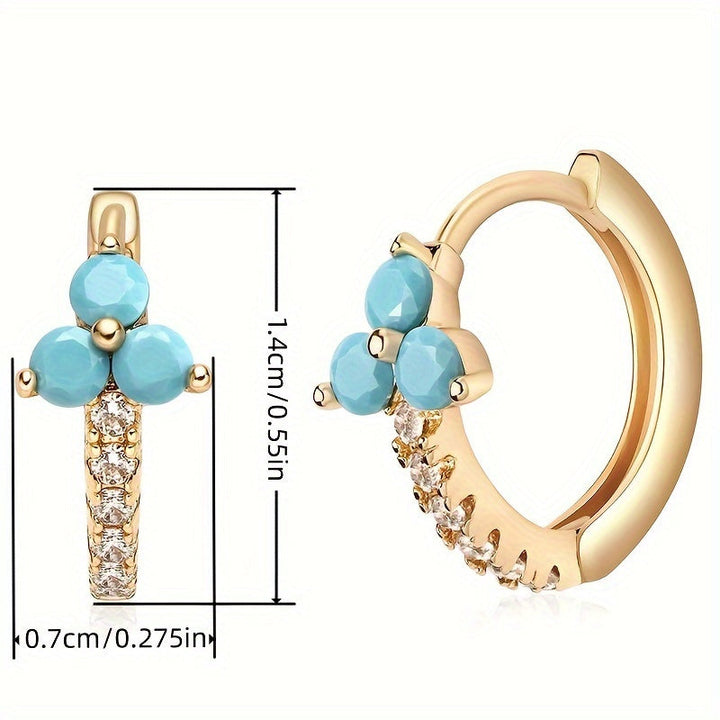 Retro Bohemian Synthetic Zirconia Blue Hoop Earrings