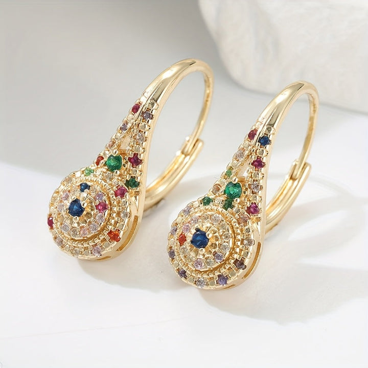 Elegant Retro Opulent Multi Hued Cubic Zirconia Earrings