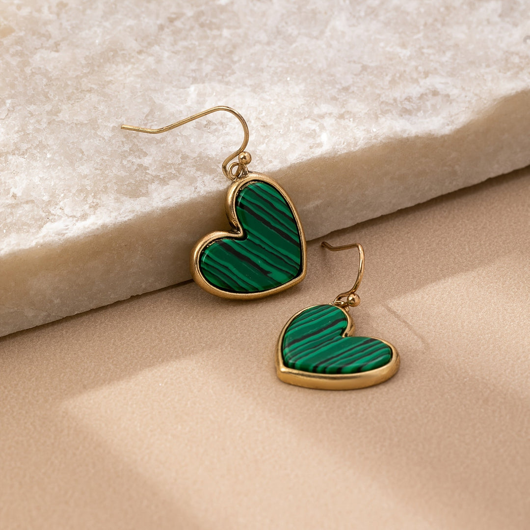 Bohemian Minimalist Natural Turquoise Heart Earrings